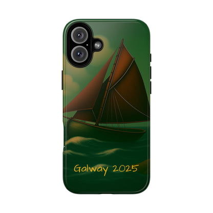 Personalize Galway Hooker Phone Case, Nautical Phone Cover, Tough Cases for Adventurers, Boating Accessories, Gift Sailboat