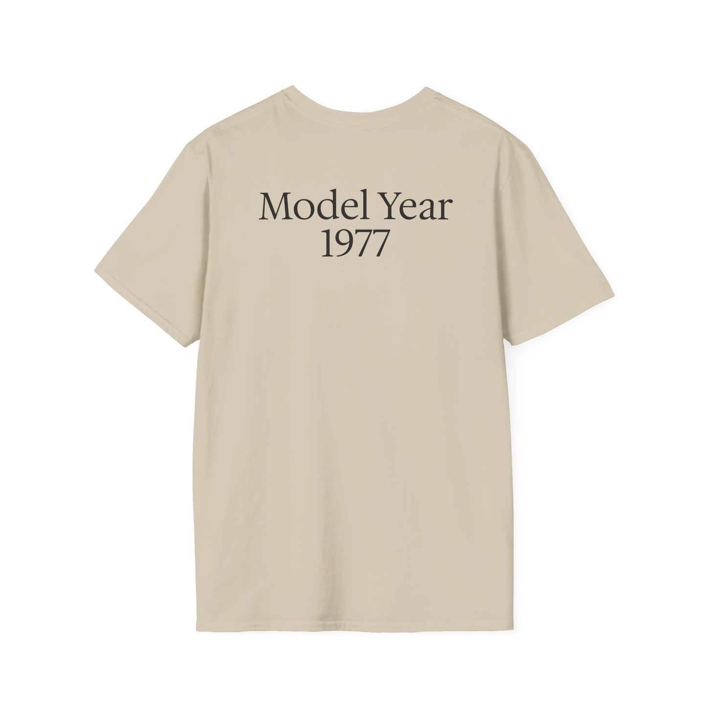 Personalized Classic Antique Car Tee – Vintage Car Graphic with Model Year Customization, "Somewhere Between Classic and Antique" Car T-Shirt – Personalized Model Year Custom Back