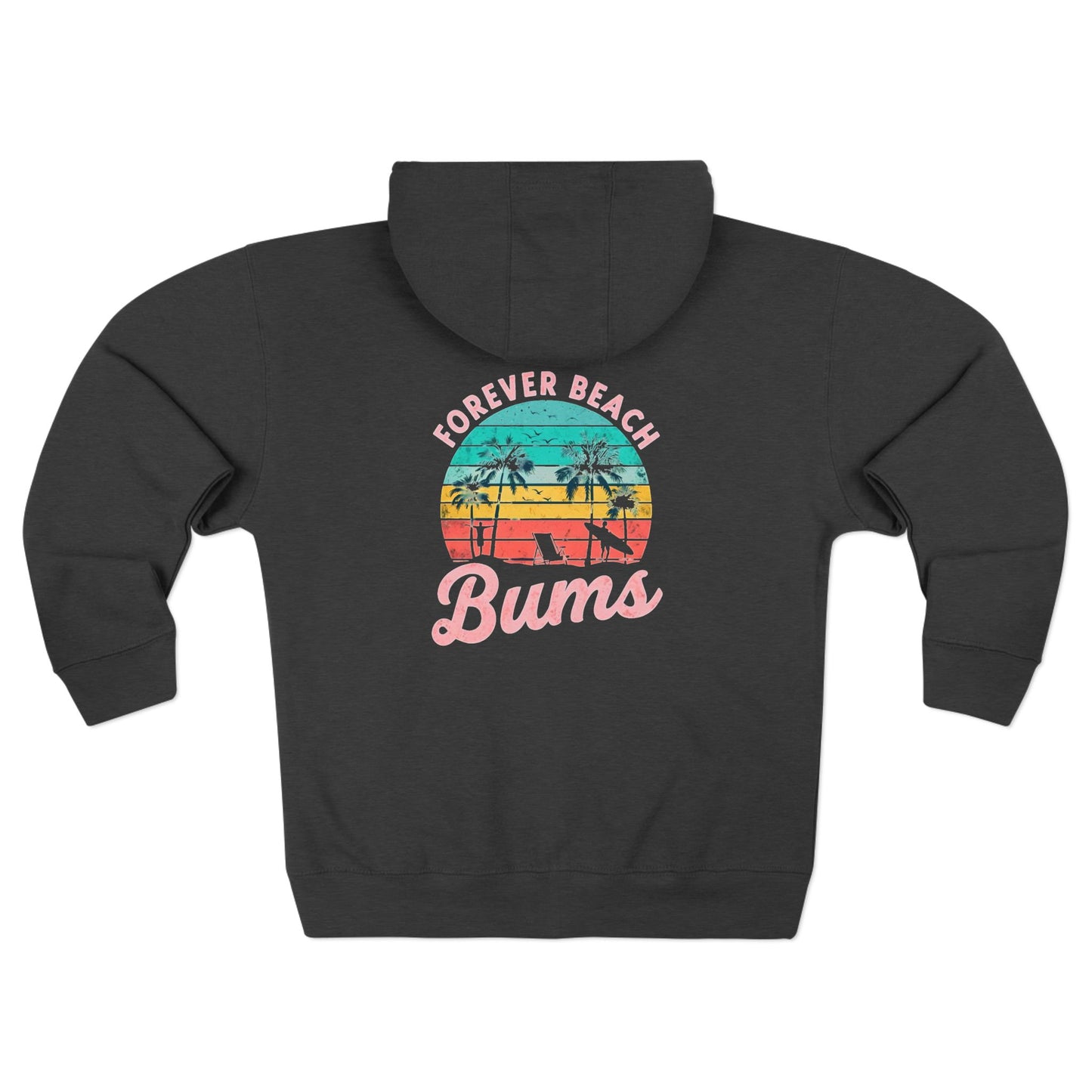Personalize Unisex Beach Bum Zip Hoodie | Summer Vibes, Beach Lover Gift, Casual Jacket, Vacation Attire, Perfect for Warm Nights