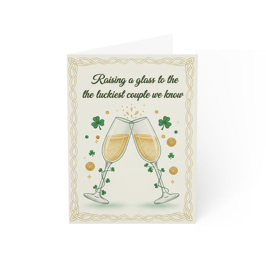 Anniversary Greeting Card — "Raising a glass to the luckiest couple" (St. Patrick's Day Married)