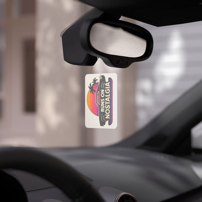 Car Air Freshener - Retro 1970s Muscle Car Silhouette with 'Runs on Nostalgia' Outrun Aesthetic