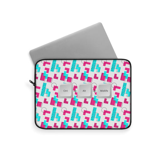 Funny Laptop Sleeve - Ctrl + Alt + Midlife Funny Computer Keys Design, Unique Tech Accessory, Gift for Geeks, Midlife Crisis Humor, Computer Case for Home, Office