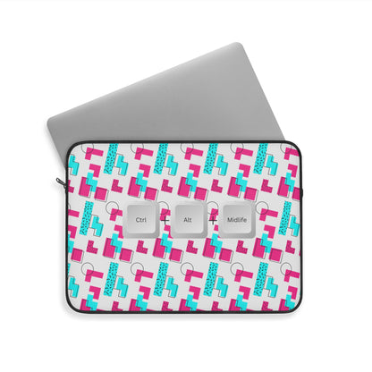 Funny Laptop Sleeve - Ctrl + Alt + Midlife Funny Computer Keys Design, Unique Tech Accessory, Gift for Geeks, Midlife Crisis Humor, Computer Case for Home, Office