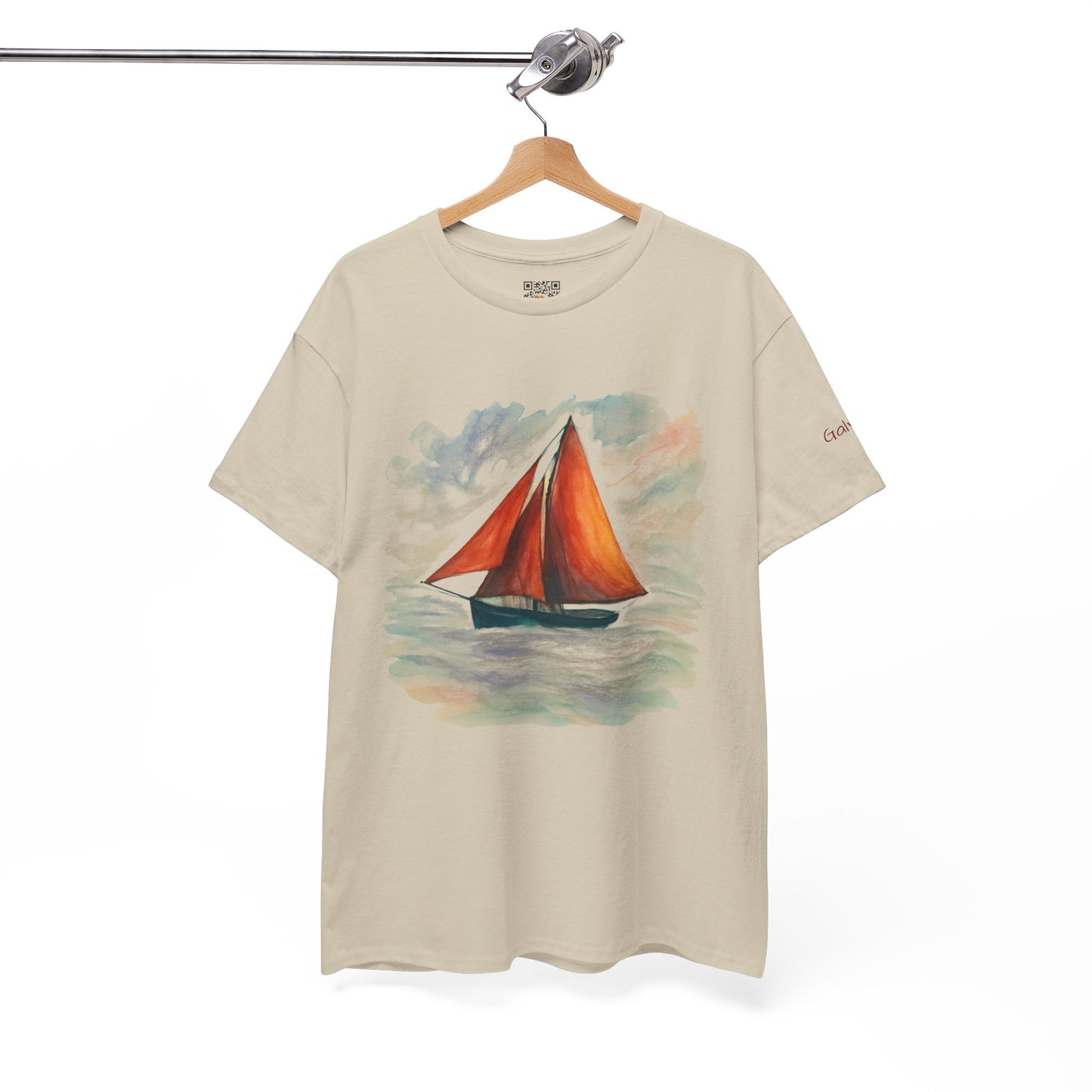 Galway Hooker, Painted Skies, Unisex Heavy Cotton Tee, Nautical Shirt, Ocean Lover Gift, Boating Apparel, Galway Bay Tee, Summer Fashion