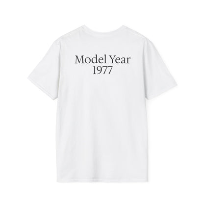 Personalized Classic Antique Car Tee – Vintage Car Graphic with Model Year Customization, "Somewhere Between Classic and Antique" Car T-Shirt – Personalized Model Year Custom Back