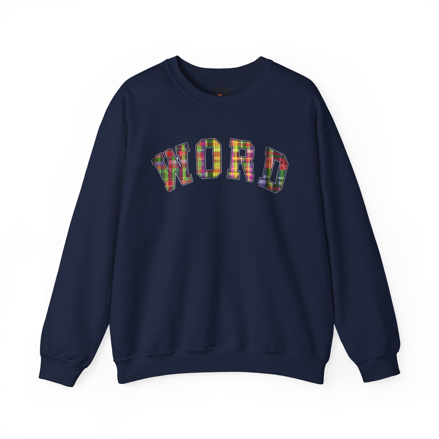 Colorful Word Sweatshirt, Cozy Graphic Pullover, Unisex Crewneck, Perfect for Casual Wear, Gift Idea for Friends, Back to School