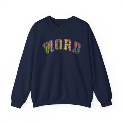 Colorful Word Sweatshirt, Cozy Graphic Pullover, Unisex Crewneck, Perfect for Casual Wear, Gift Idea for Friends, Back to School