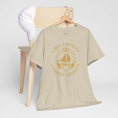 Unisex Heavy Cotton Tee Love and Loyalty, Ocean Lover Gift, Boating Apparel, Galway Hooker Tee, Ireland