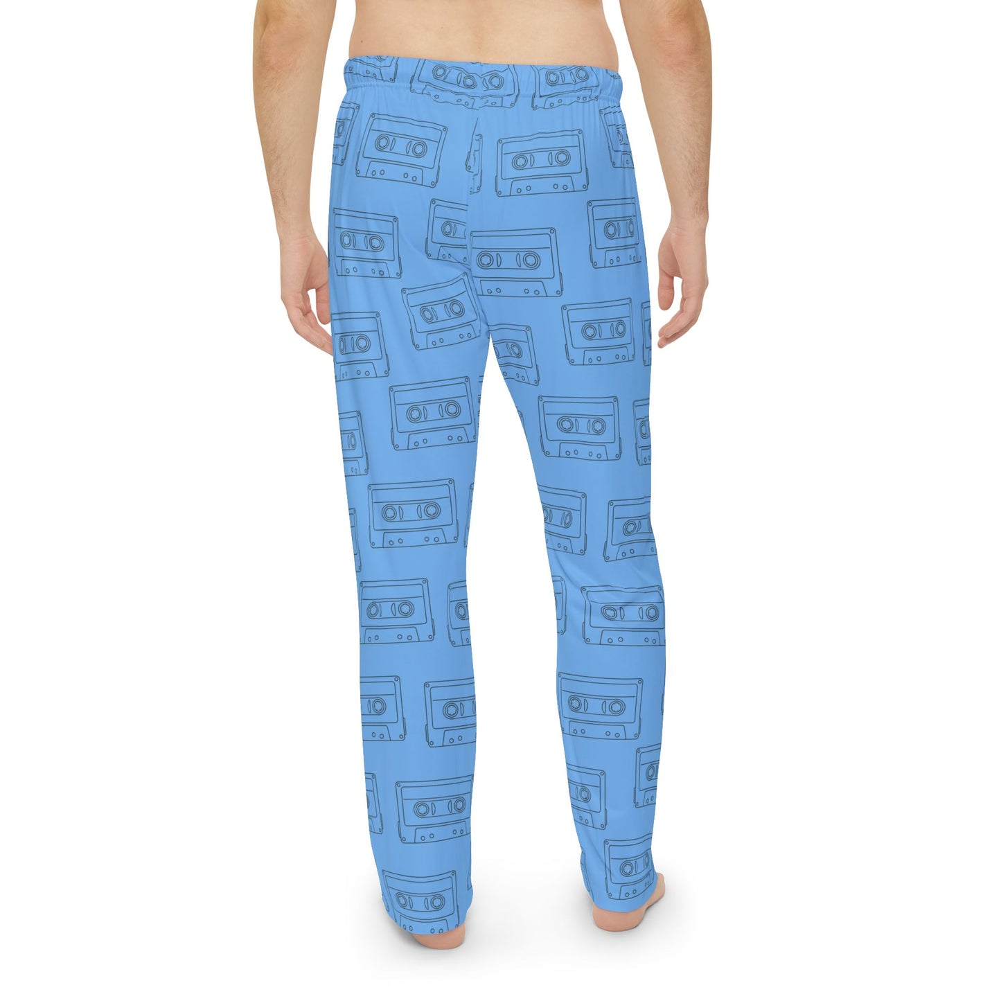 Light Blue Retro Cassette Tape Men's Pajama Pants, Cozy Lounge Pants, Gift for Him, Music Lover Sleepwear, Unique Homewear