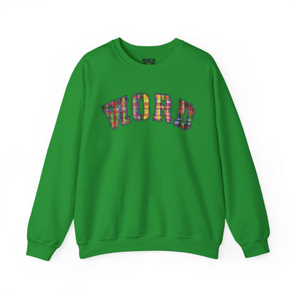 Colorful Word Sweatshirt, Cozy Graphic Pullover, Unisex Crewneck, Perfect for Casual Wear, Gift Idea for Friends, Back to School
