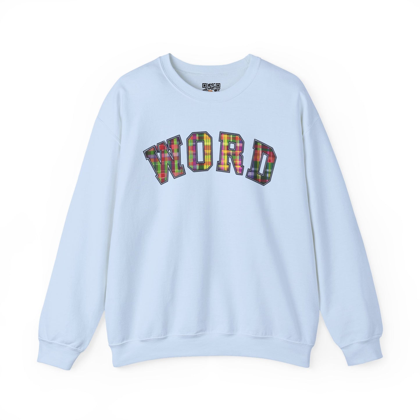 Colorful Word Sweatshirt, Cozy Graphic Pullover, Unisex Crewneck, Perfect for Casual Wear, Gift Idea for Friends, Back to School