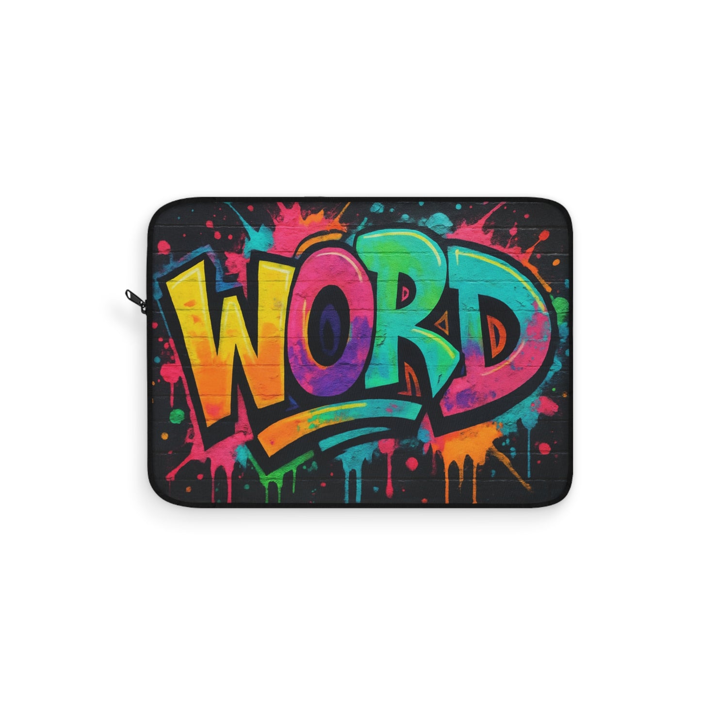 Laptop Sleeve - 'Word' Graffiti 90s Slang Spray paint, Funny Computer Keys Design, Unique Tech Accessory, Gift for Geeks, Midlife Crisis Humor, Computer Case for Home, Office