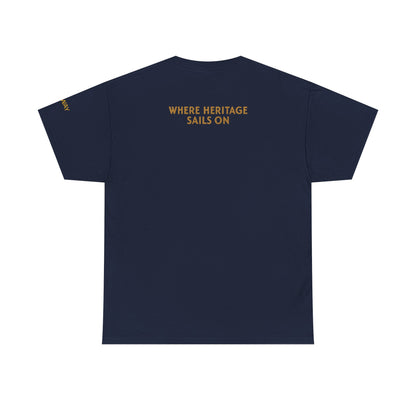Personalize Heritage Sails On Tradition Unisex Heavy Cotton Tee, Nautical Shirt, Ocean Lover Gift, Boating Apparel, Galway Bay Tee, Summer Fashion