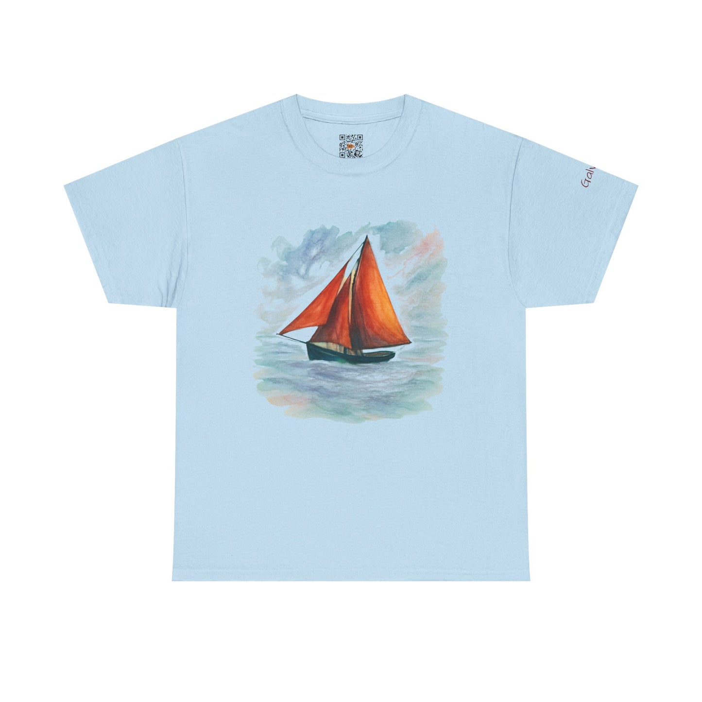 Galway Hooker, Painted Skies, Unisex Heavy Cotton Tee, Nautical Shirt, Ocean Lover Gift, Boating Apparel, Galway Bay Tee, Summer Fashion