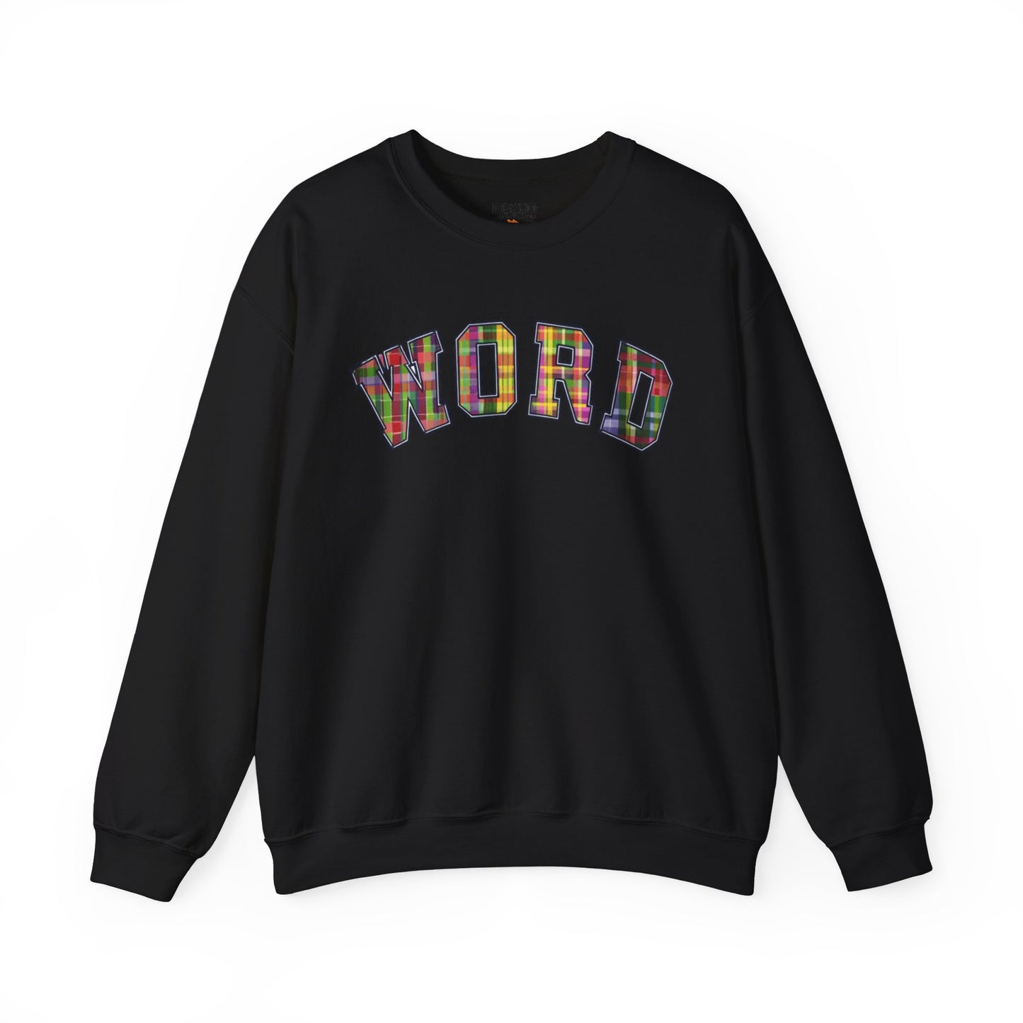 Colorful Word Sweatshirt, Cozy Graphic Pullover, Unisex Crewneck, Perfect for Casual Wear, Gift Idea for Friends, Back to School