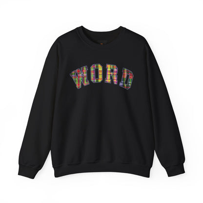 Colorful Word Sweatshirt, Cozy Graphic Pullover, Unisex Crewneck, Perfect for Casual Wear, Gift Idea for Friends, Back to School