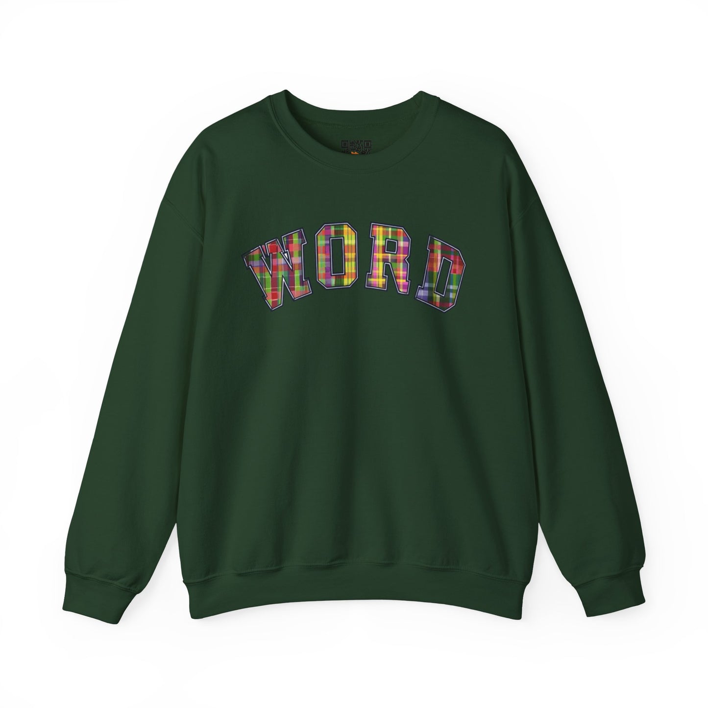 Colorful Word Sweatshirt, Cozy Graphic Pullover, Unisex Crewneck, Perfect for Casual Wear, Gift Idea for Friends, Back to School